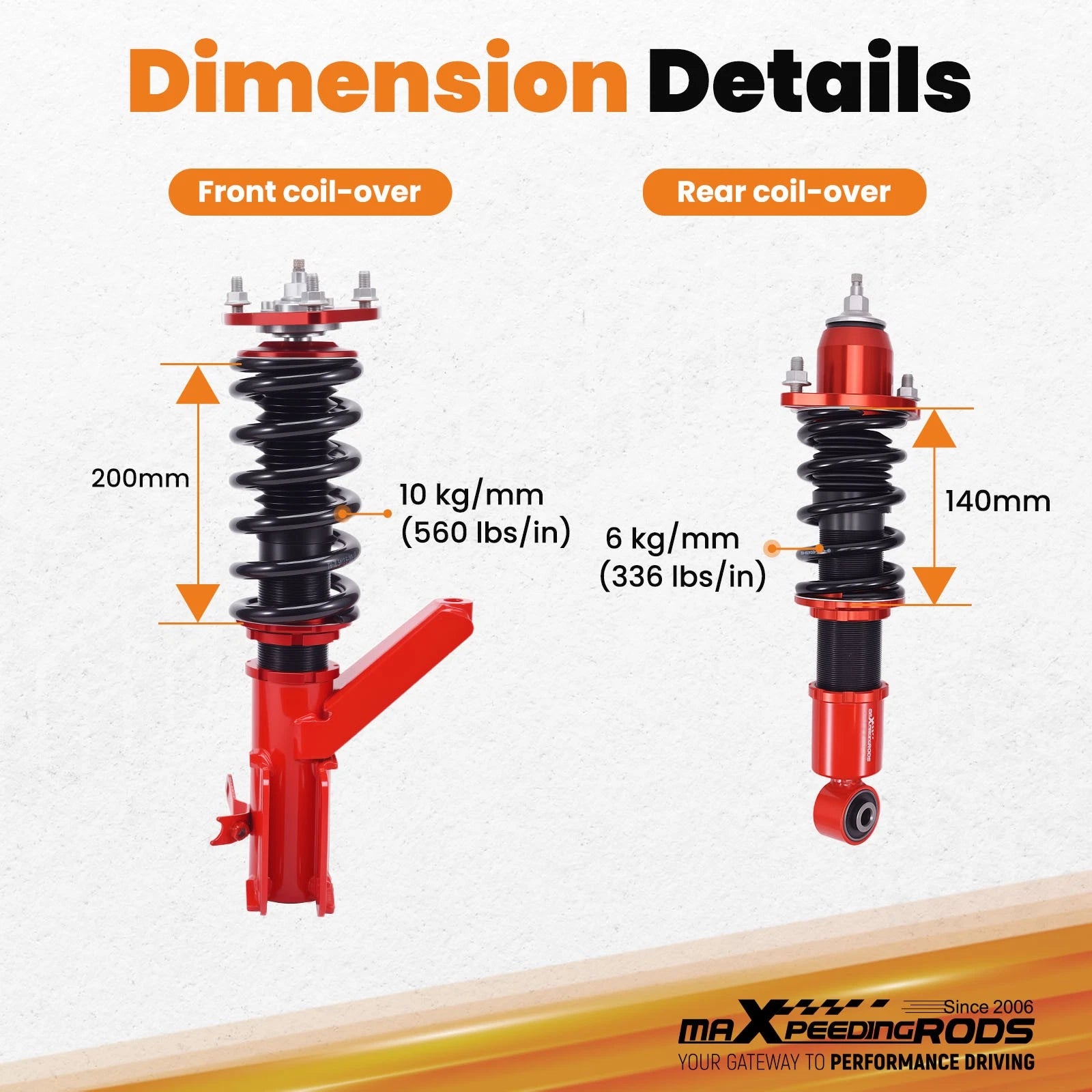 Coilovers + Rear Control Camber Arms Kit for Honda Civic (2001–2005)