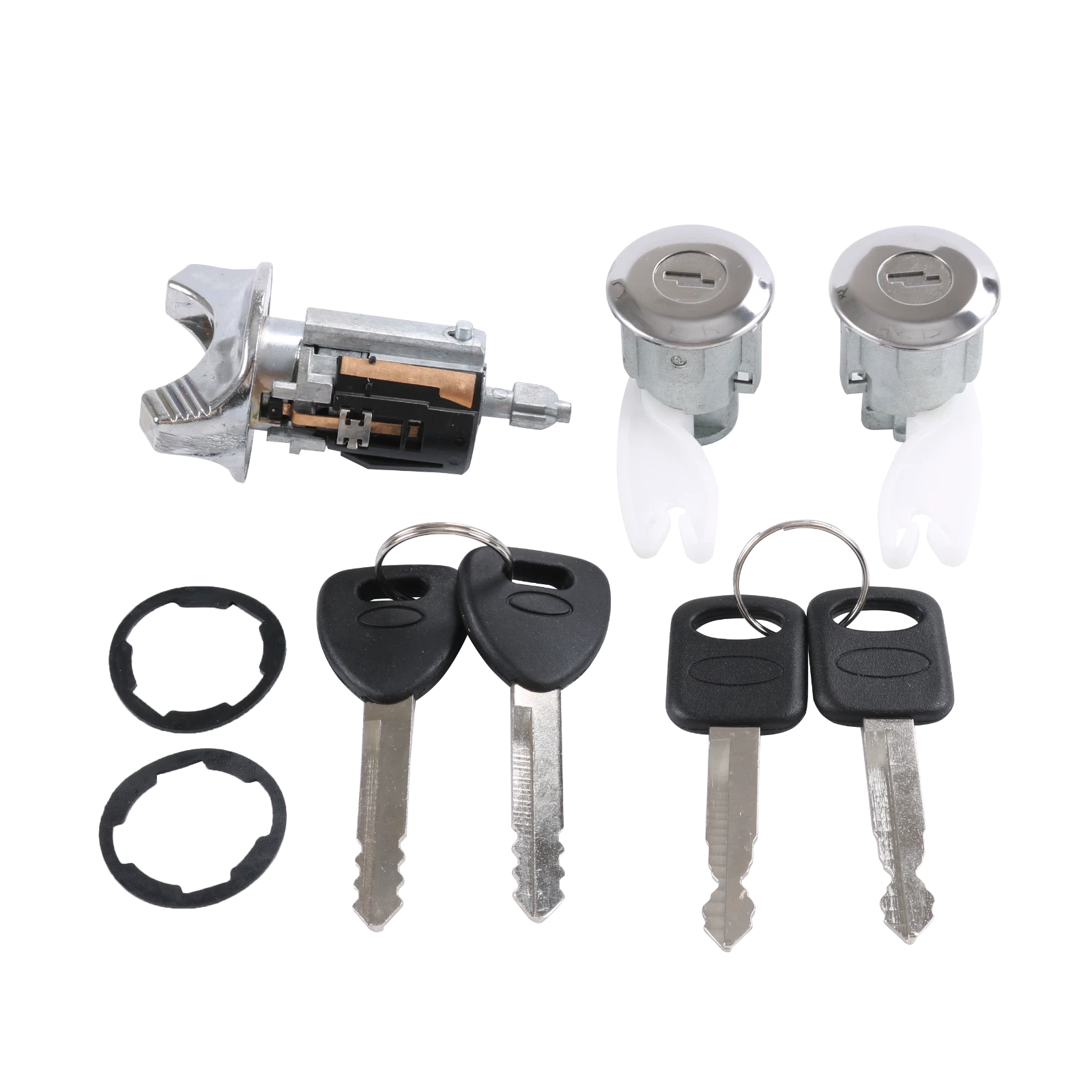 Set of 2 Ignition Key Switch Lock Cylinder & Chrome Tumbler for Ford