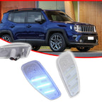 2X Clear Lens Ice Blue LED Side Marker Lights for Jeep Renegade (2015–up)