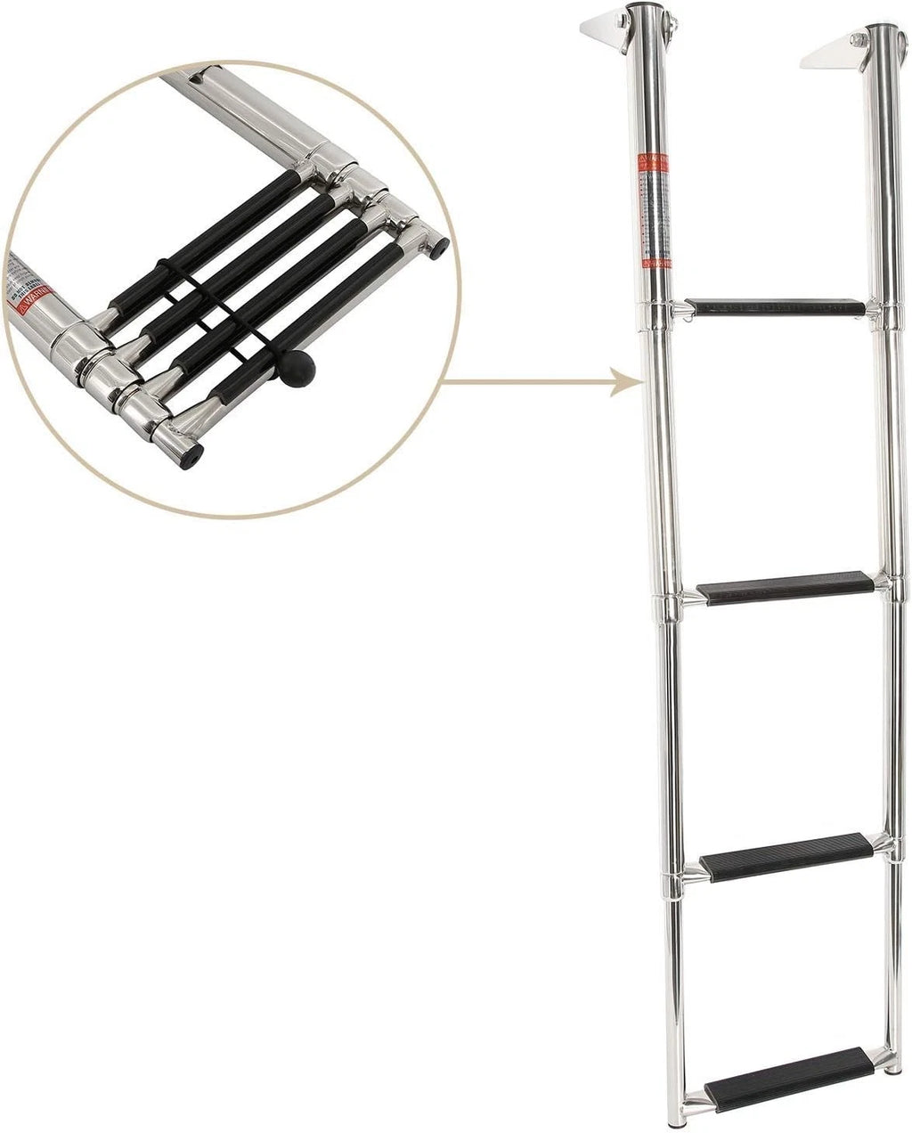 4 Steps Telescoping Boat Ladder for Swim Use - Stainless Steel
