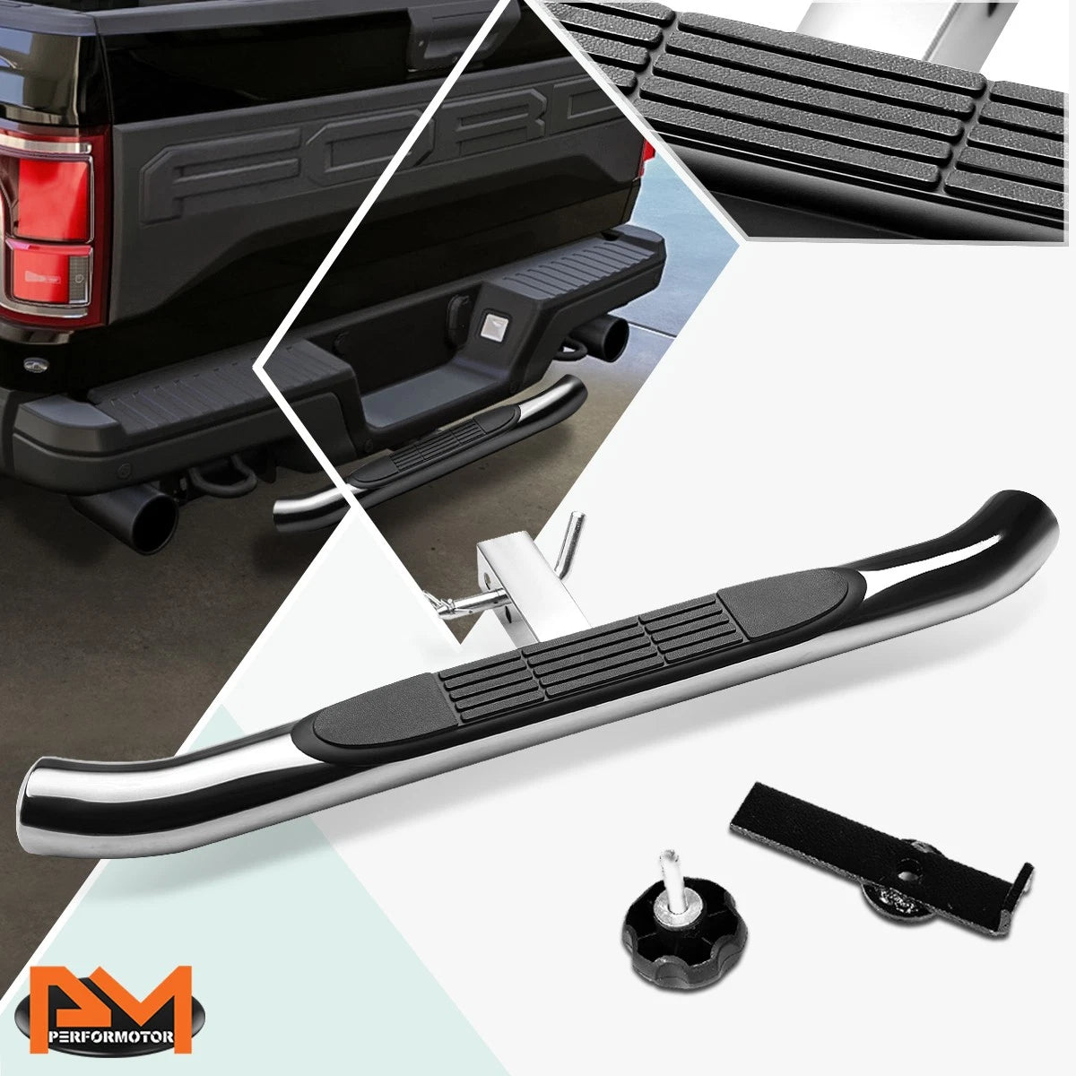 Stainless Steel Trailer Hitch Rear Step Bar for Class III 2" Receiver (37"x3.25")