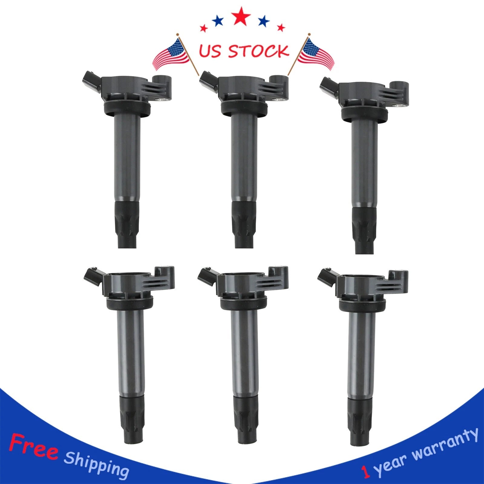 Set of 6 Ignition Coils for Toyota Sienna, Highlander, Lexus 3.3L V6 (2004–2010)