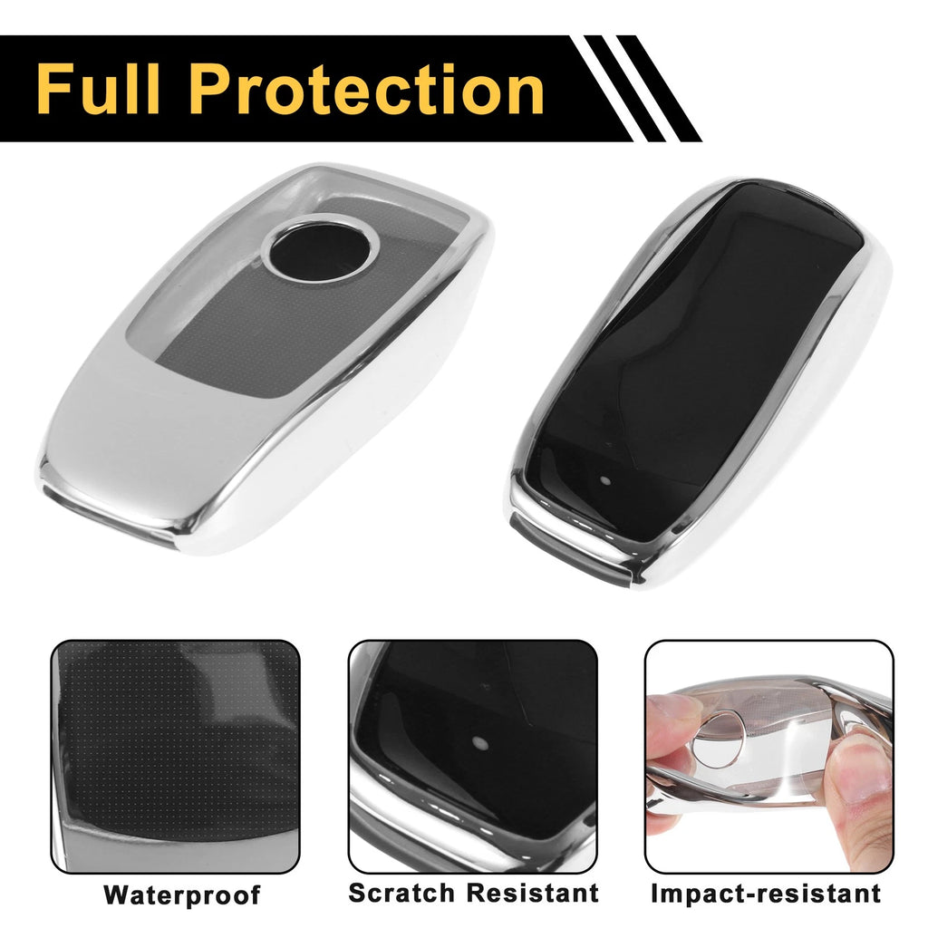 TPU Car Key Case for Mercedes Benz E Class (2017–2017) - Silver Tone