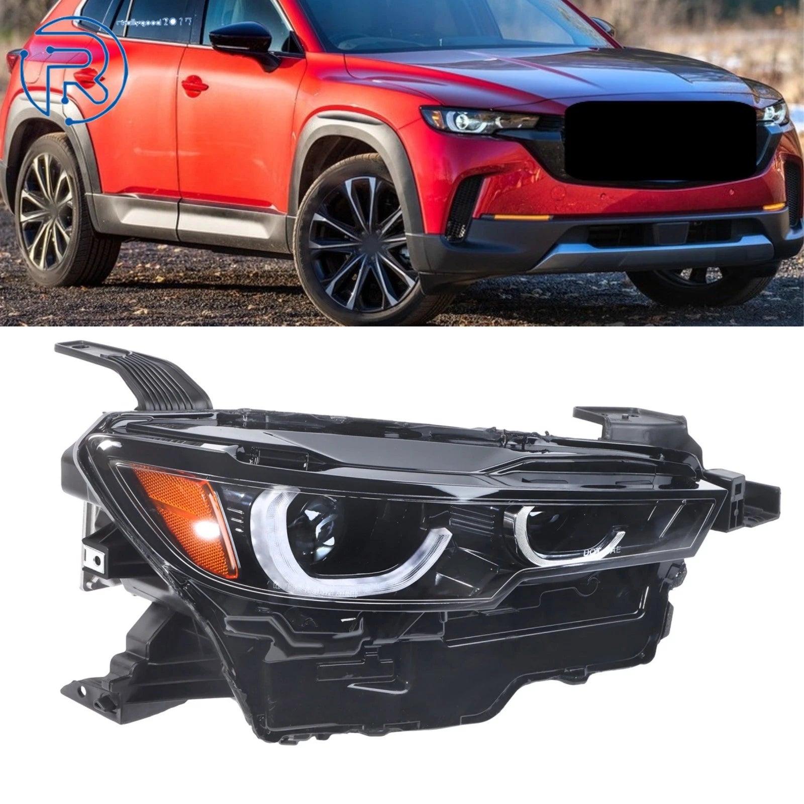 RH Passenger Side Headlight LED for Mazda CX-50 (2023–2024) W/AFS Black W/LED DRL