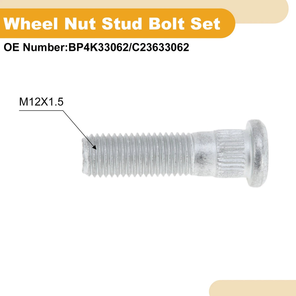Set of 10 M12x1.5 Wheel Lug Studs for Mazda Mazda3 (2008–2012)