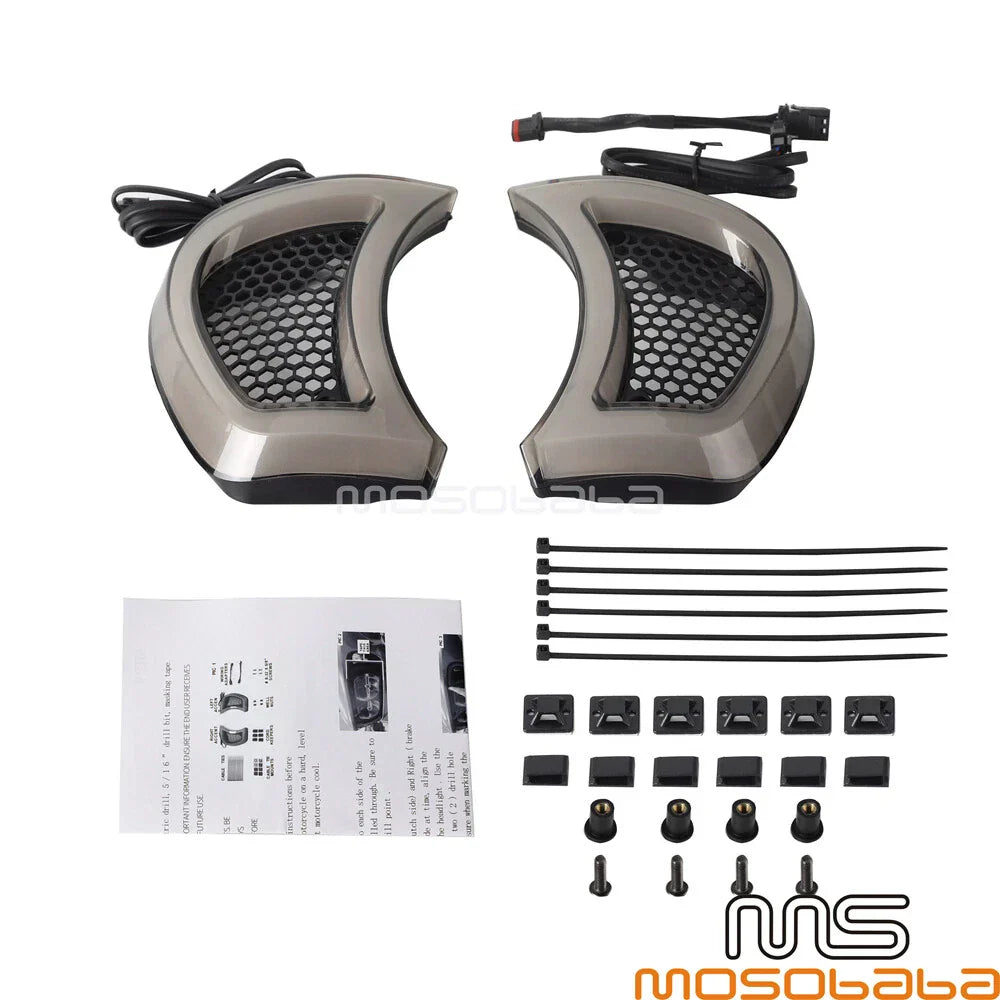 LED Headlight Vent Accent Light w/ Smoke Lens for Harley Touring Road Glide (2015)