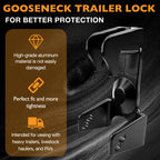Gooseneck Trailer Hitch Lock for RV Trailers (Heavy Duty, Black)