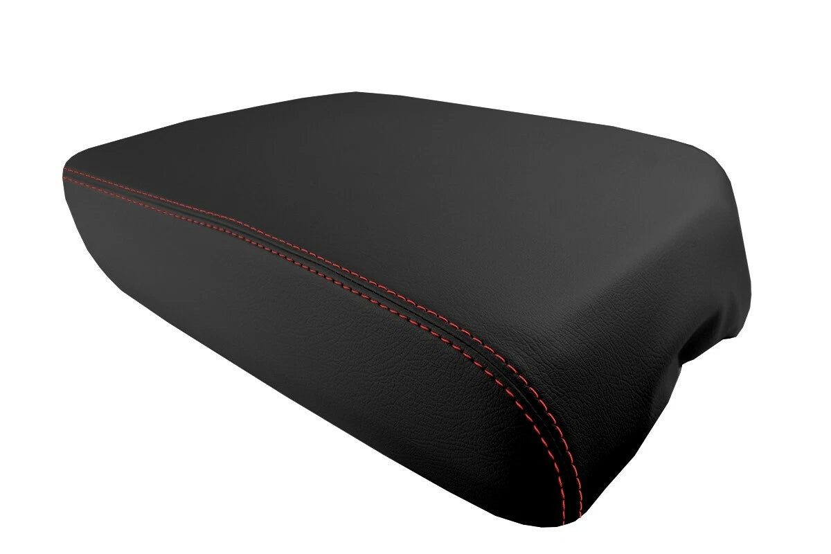 Leather Console Lid Armrest Cover for Toyota Sequoia (2008–2022) Red Stitch