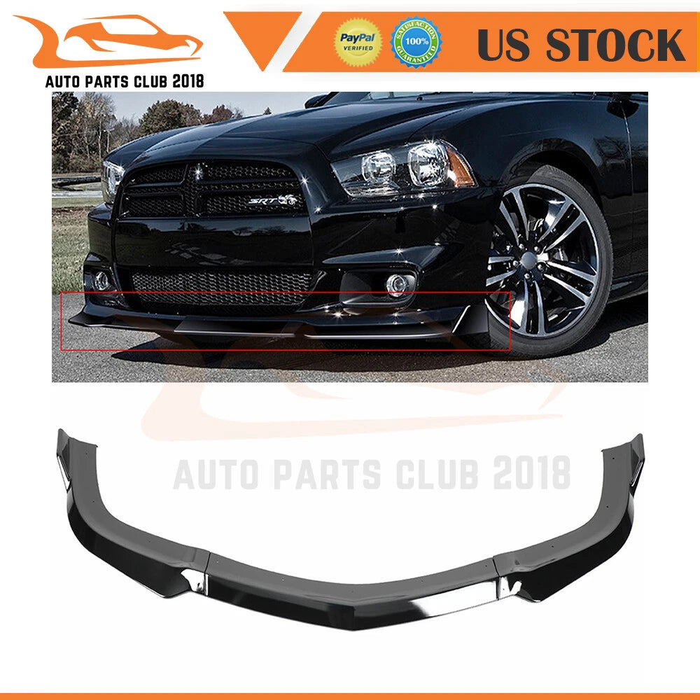 Front Bumper Spoiler Lip Kit for Dodge Charger (2011–2014) - Painted Black