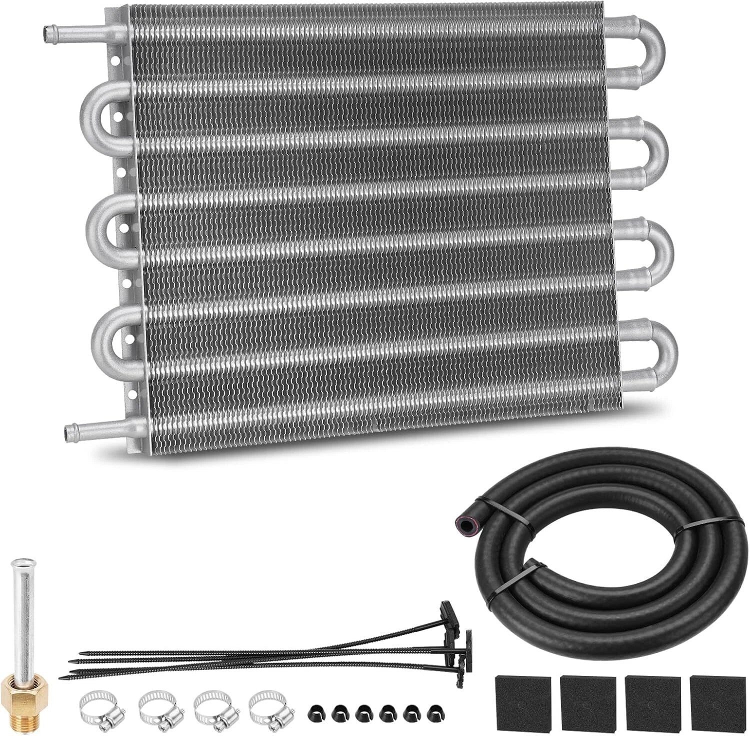 8 Rows Universal Aluminum Remote Transmission Oil Cooler Radiator Kit