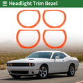 4 x Car Headlight Trim Bezels for Dodge Challenger (2015-2024) Orange