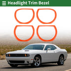 4 x Car Headlight Trim Bezels for Dodge Challenger (2015-2024) Orange
