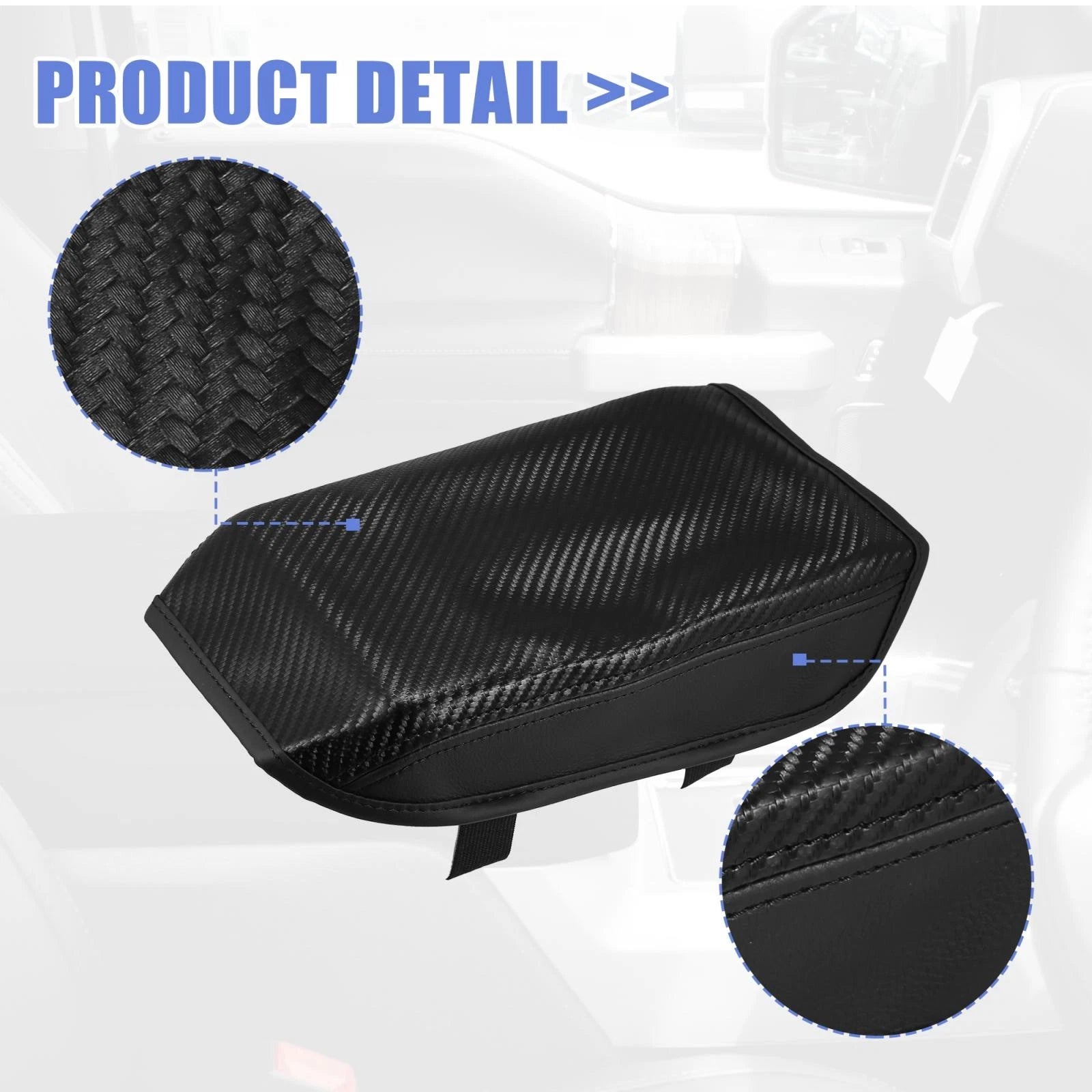 Microfiber Leather Armrest Pad for Volkswagen Tiguan (2017–2021) Carbon Fiber