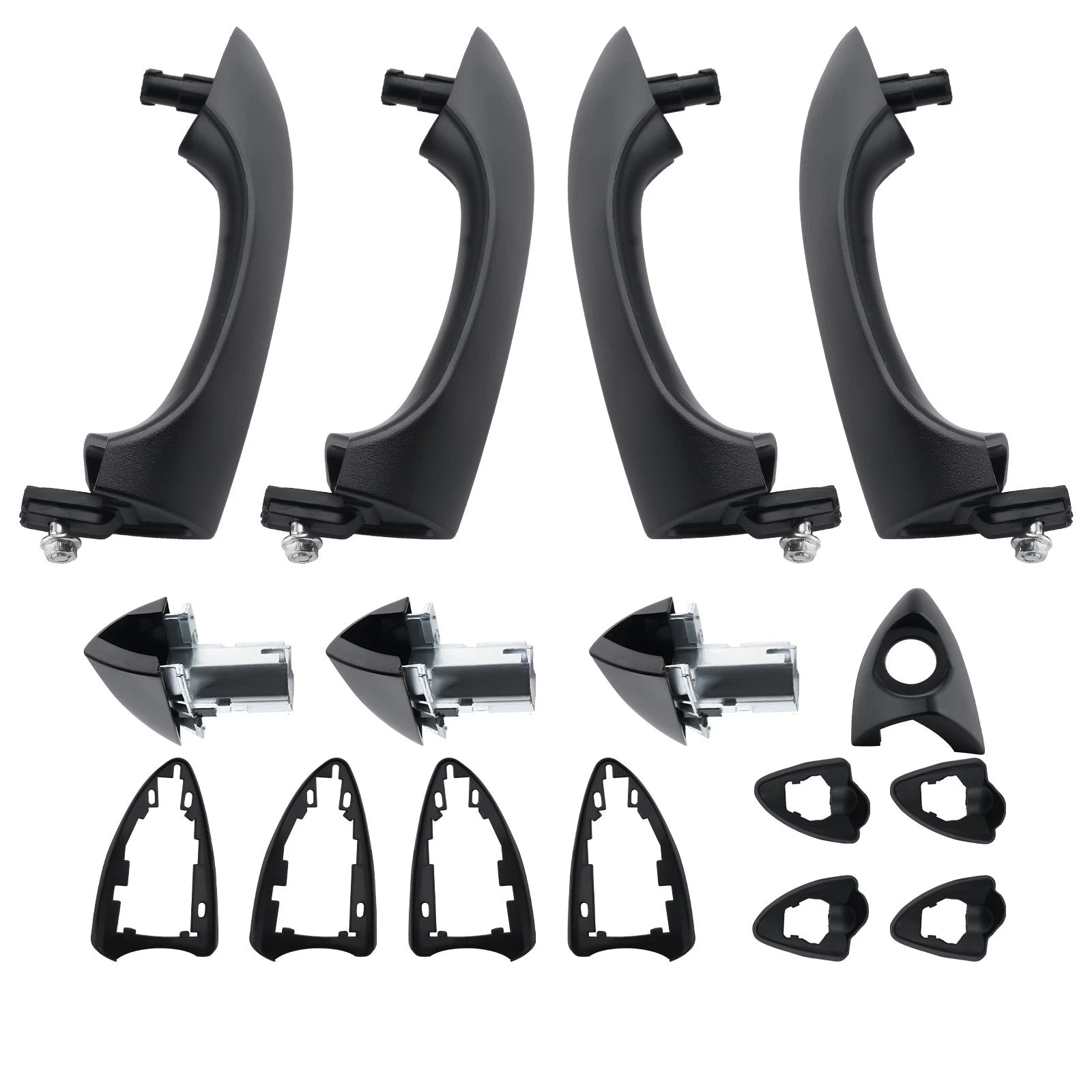 Front and Rear Outside Door Handles Black for BMW X5 (2000–2006)