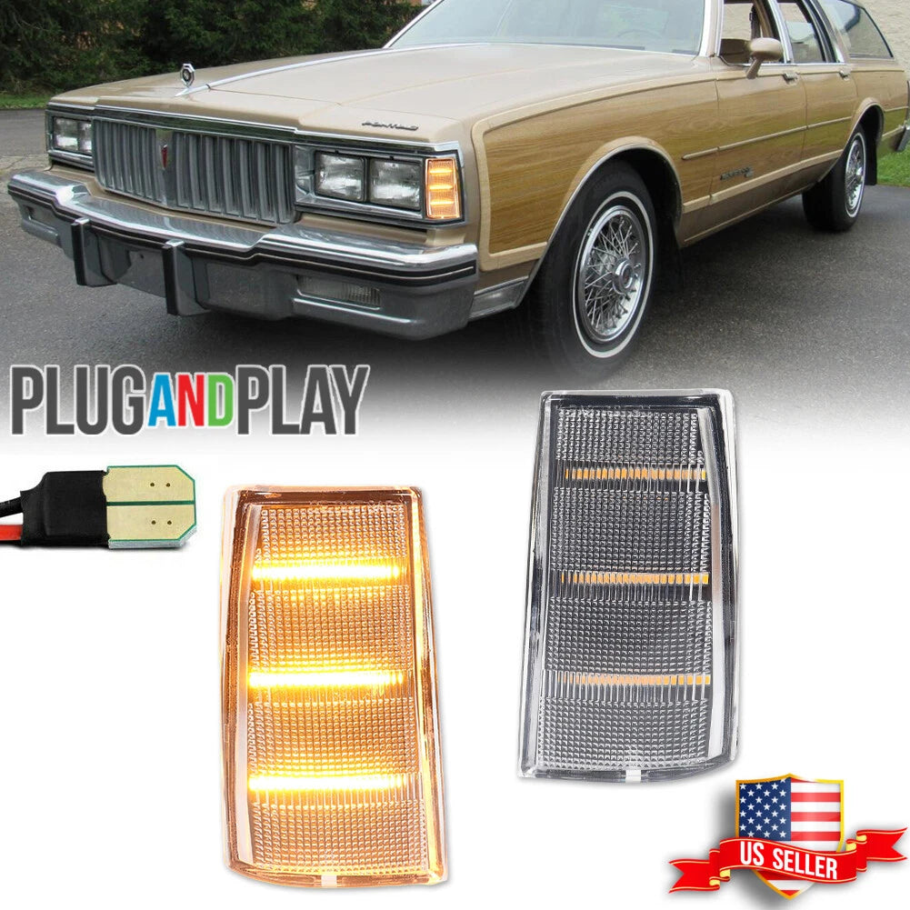 2X Clear Amber LED Side Marker Lights for Chevy Impala/Caprice (1981–1985)