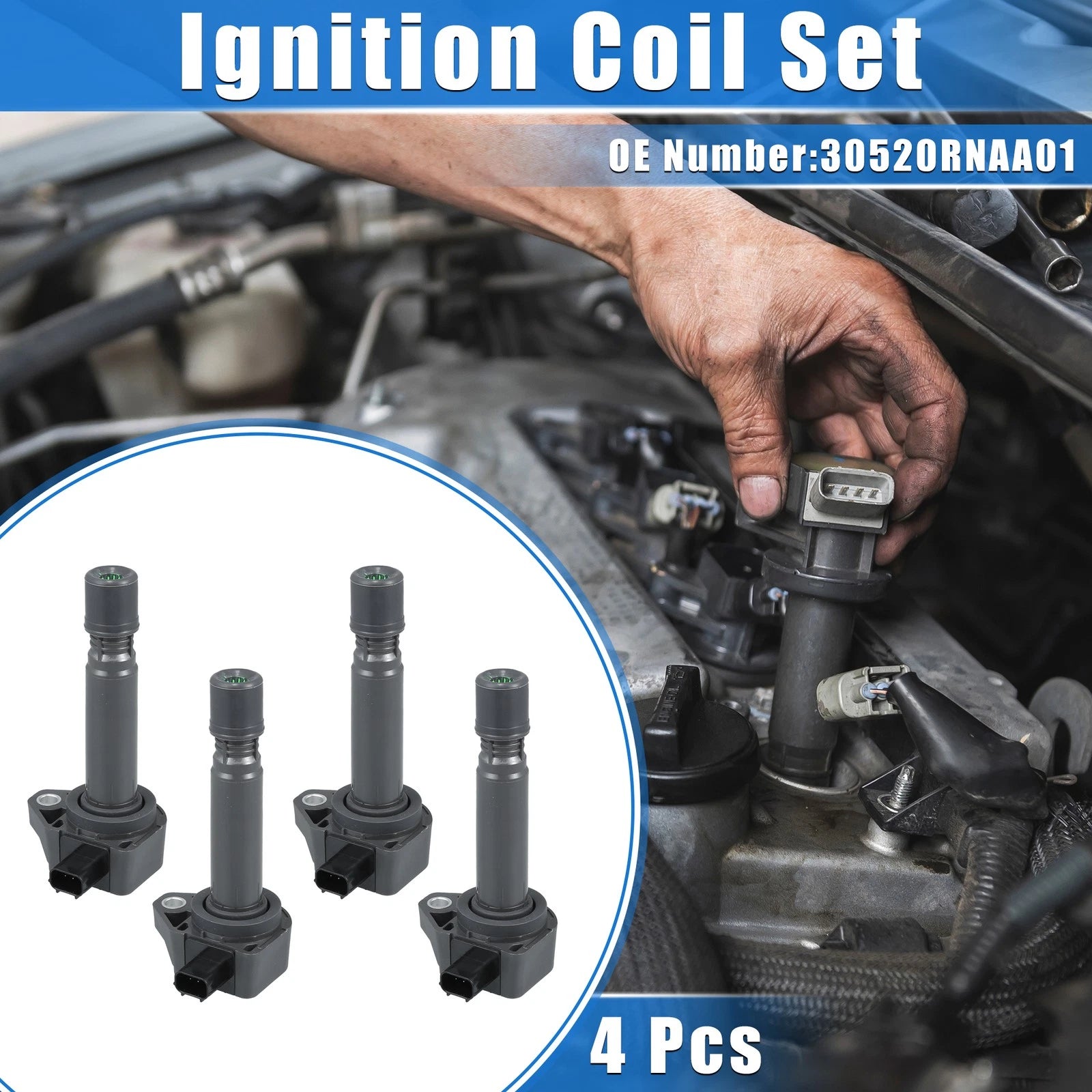 Set of 4 Ignition Coils for Honda Civic (2009–2011)