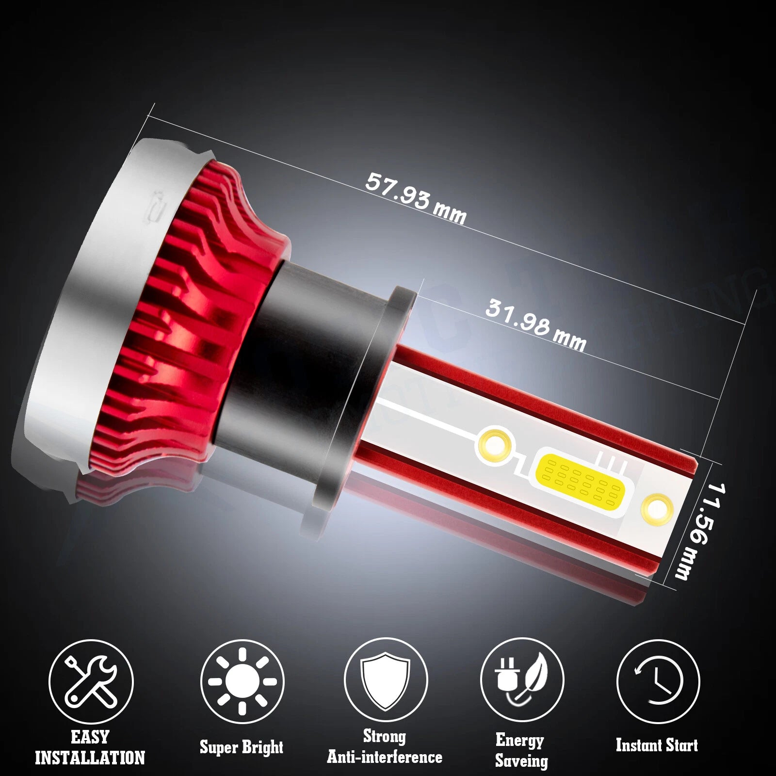2Pcs Extremely Bright 6000lm H3 LED Fog Light Bulbs for Nissan (2007-2024)