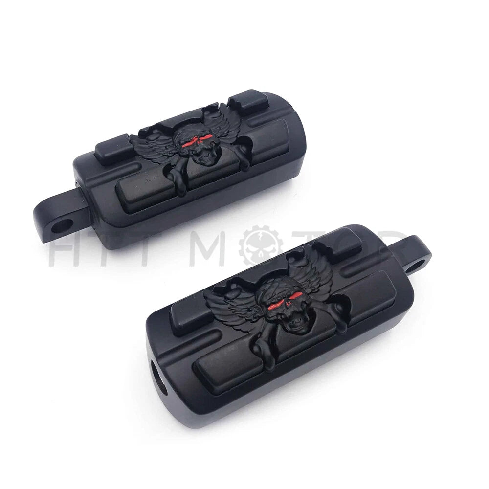 Black Pirate Zombie Footpegs for Harley Davidson Touring Softail Dyna (2010–2023)