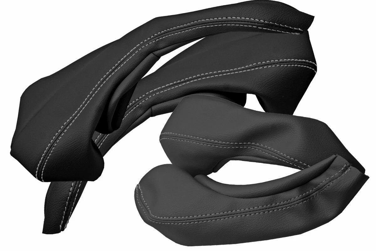 Set of 4 Leather Door Armrest Panel Covers for BMW E28 (1982–1988) Gray Stitch