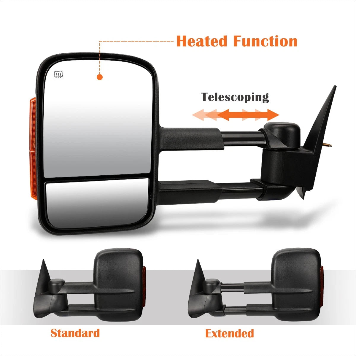 Powered Heated Towing Mirrors with LED Signal for Silverado/Sierra (2003–2007)