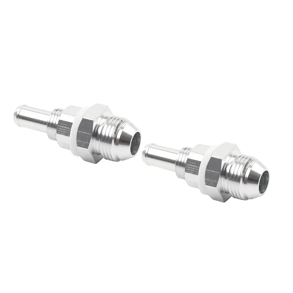 8AN Male Flare Bulkhead to 3/8" Hose Barb Fuel Tank Fittings (Universal) 2 Pcs