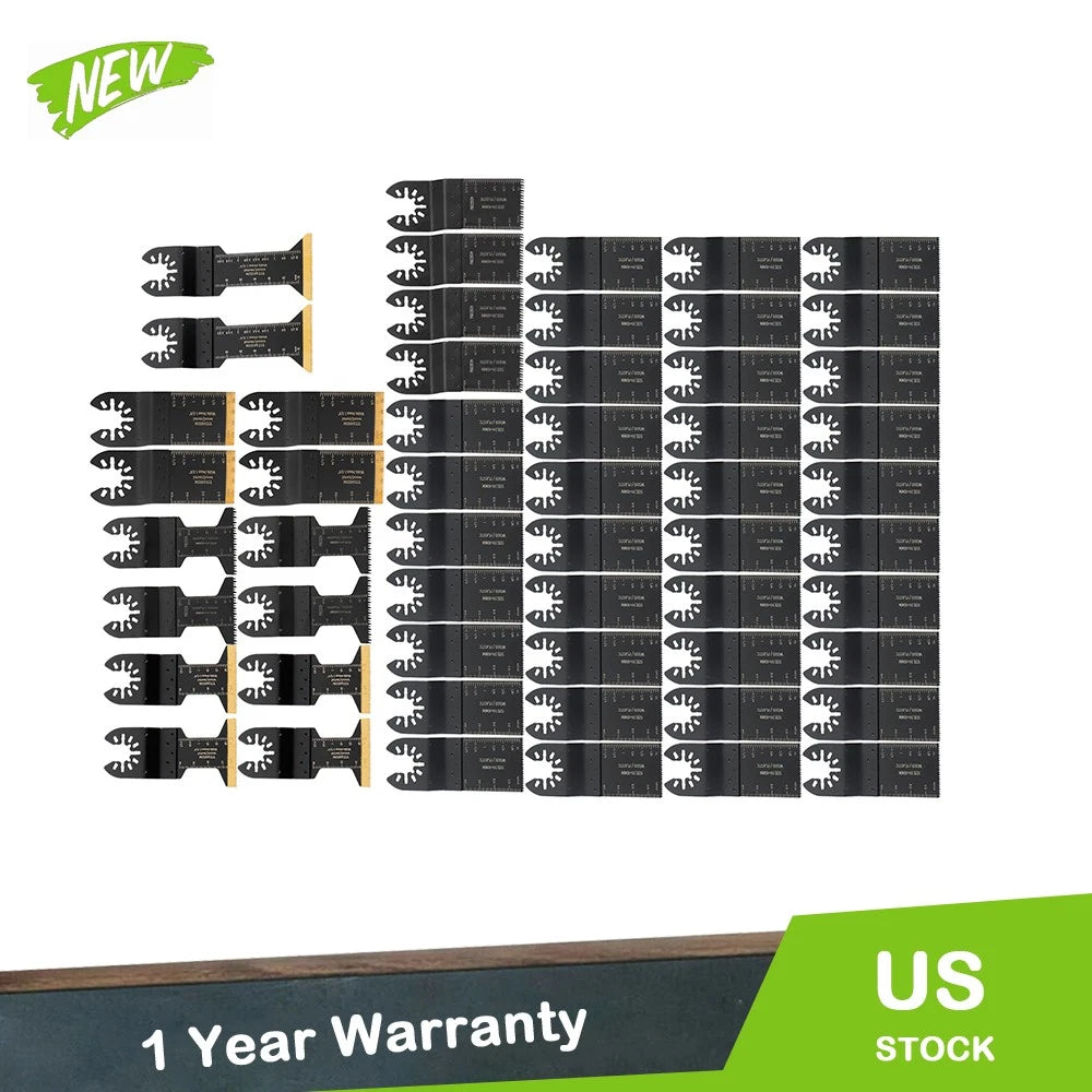 55PCS Oscillating Saw Blades for Universal Multitools (Titanium, 6 Types)