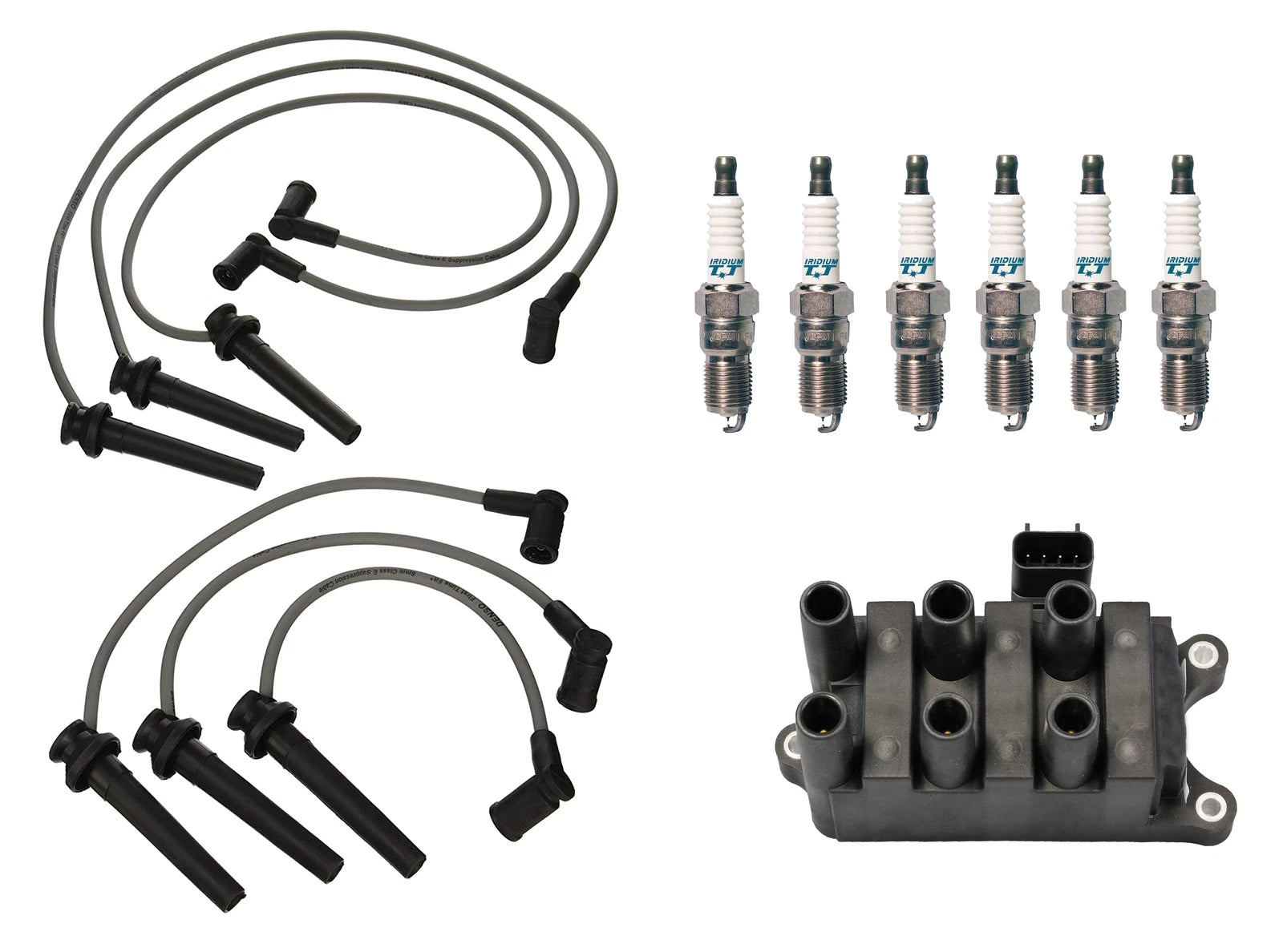 Set of 6 Denso Ignition Coil Wire & Iridium TT Spark Plugs for Mazda 2.5L