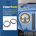 Headlight Bulb Brackets + Light Rings for Jeep Wrangler (1997–2006)