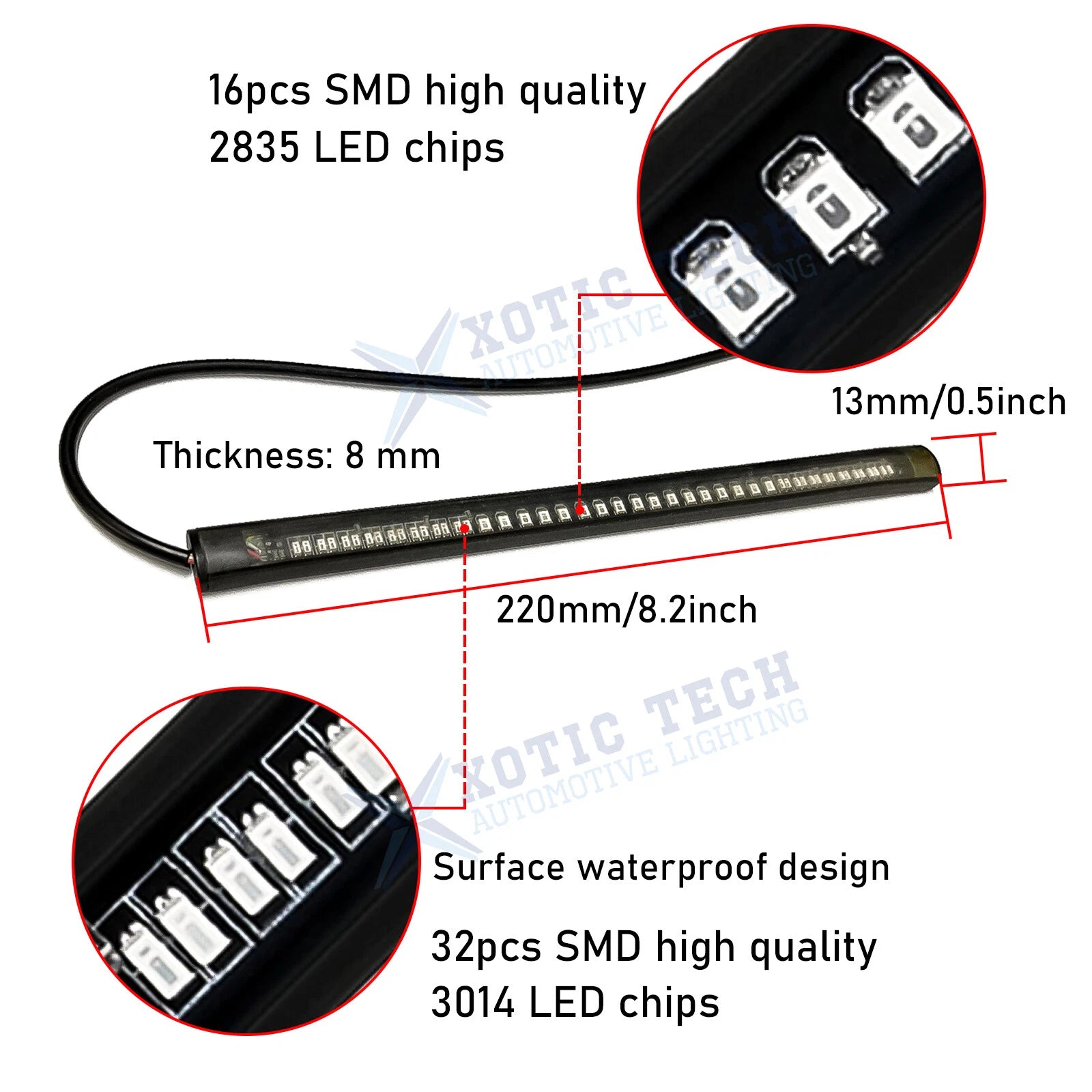 2x 32-SMD Amber LED Fork Turn Signal Strip Light for Harley (---)