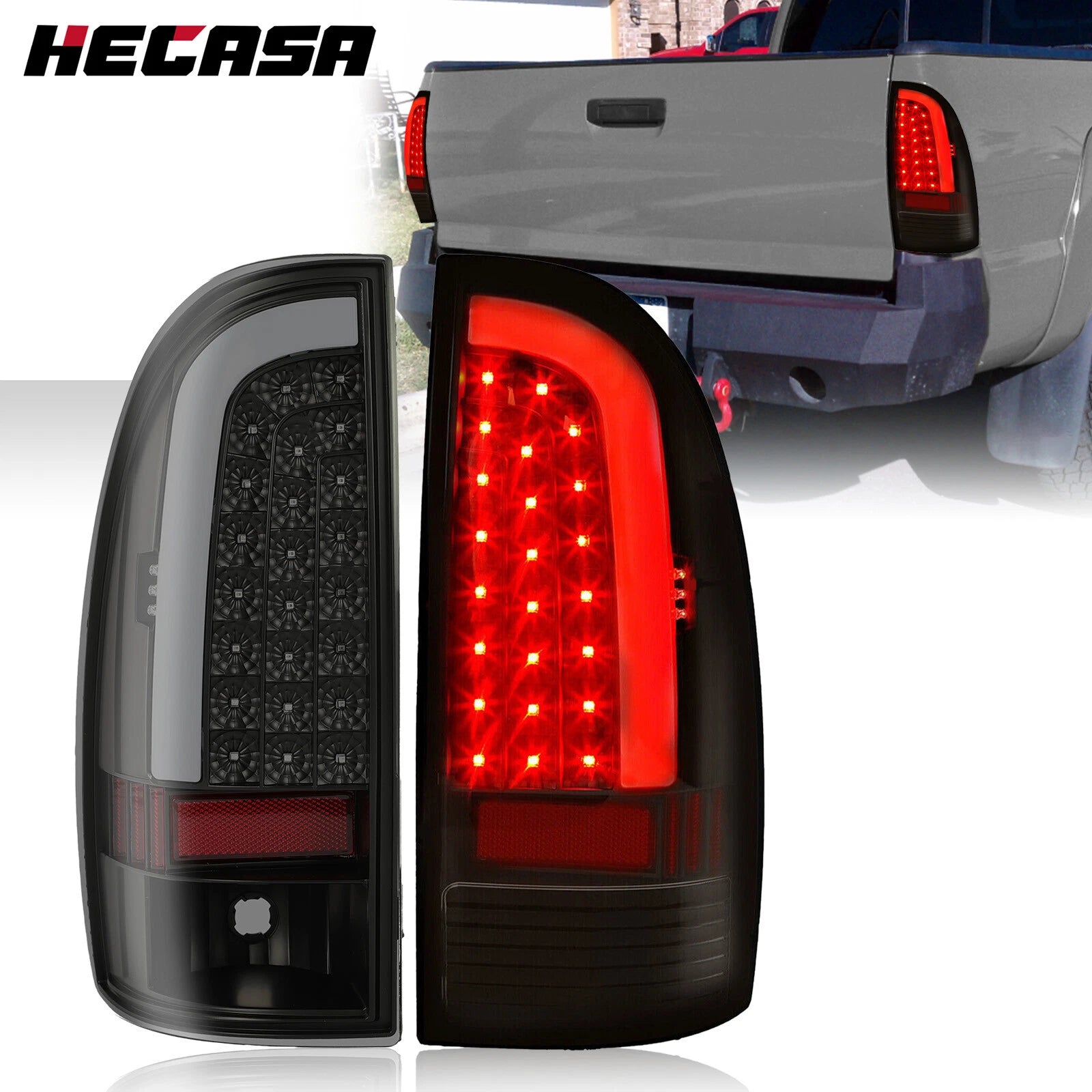 LED Tail Lights for Toyota Tacoma (2005–2015) Black Smoked Rear Brake Lamps Pair