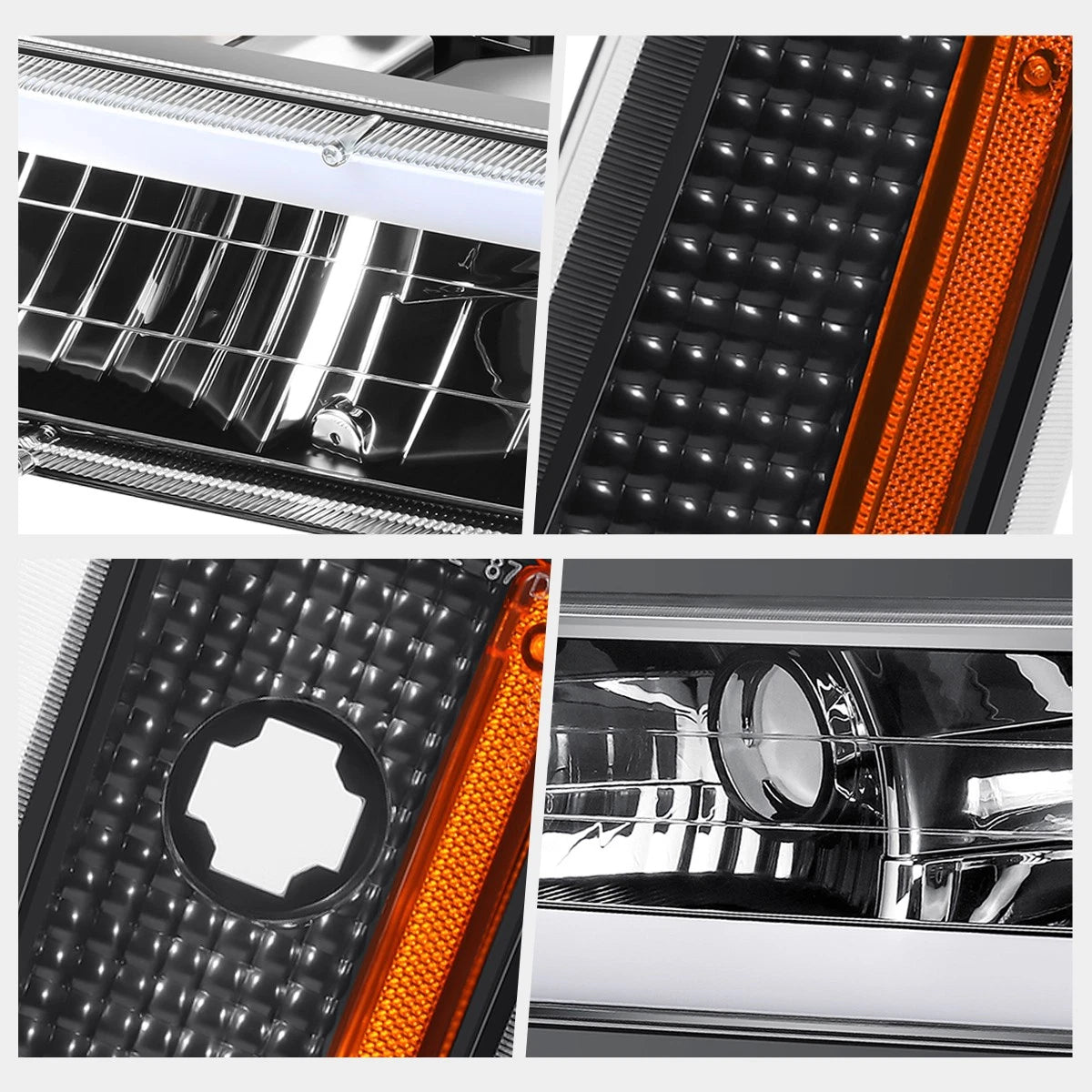LED DRL Headlights for Chevy C/K 1500-3500 Suburban (1988–1993) Black/Amber