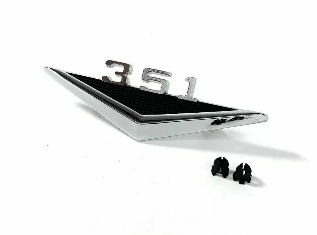 Fender Emblems Chrome Pair with Clips for 1964–1966 Ford Mustang V8