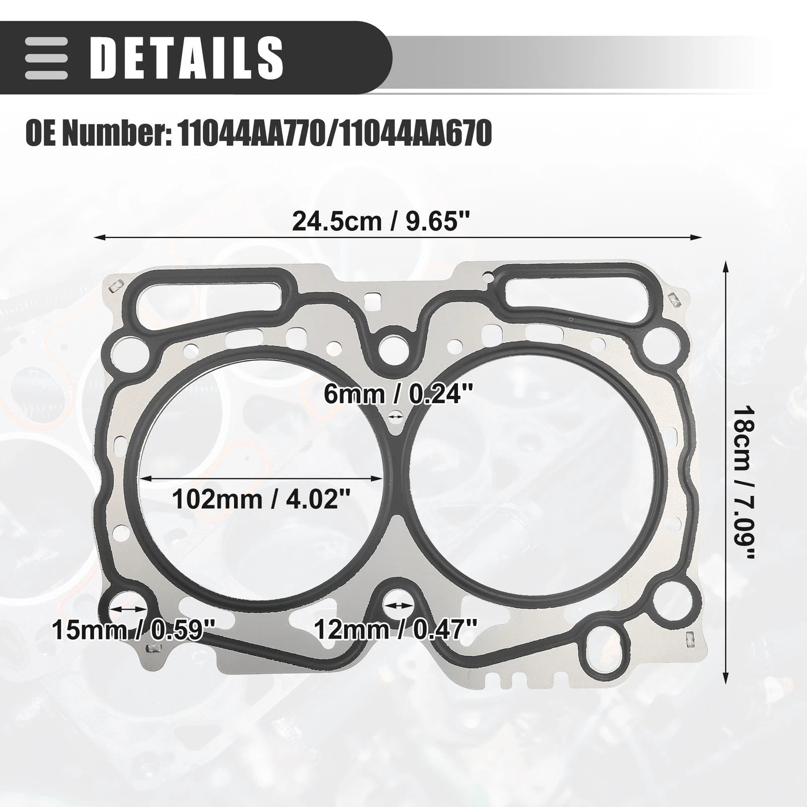 Cylinder Head Gasket for Subaru Forester 2.5L (2006–2013) No. 11044AA770/11044AA670