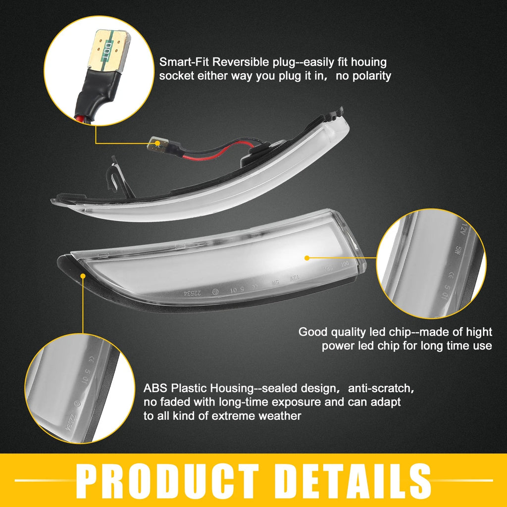 Set of 2 Mirror Turn Signal Lights for Ford (8A61-13B381-AF)