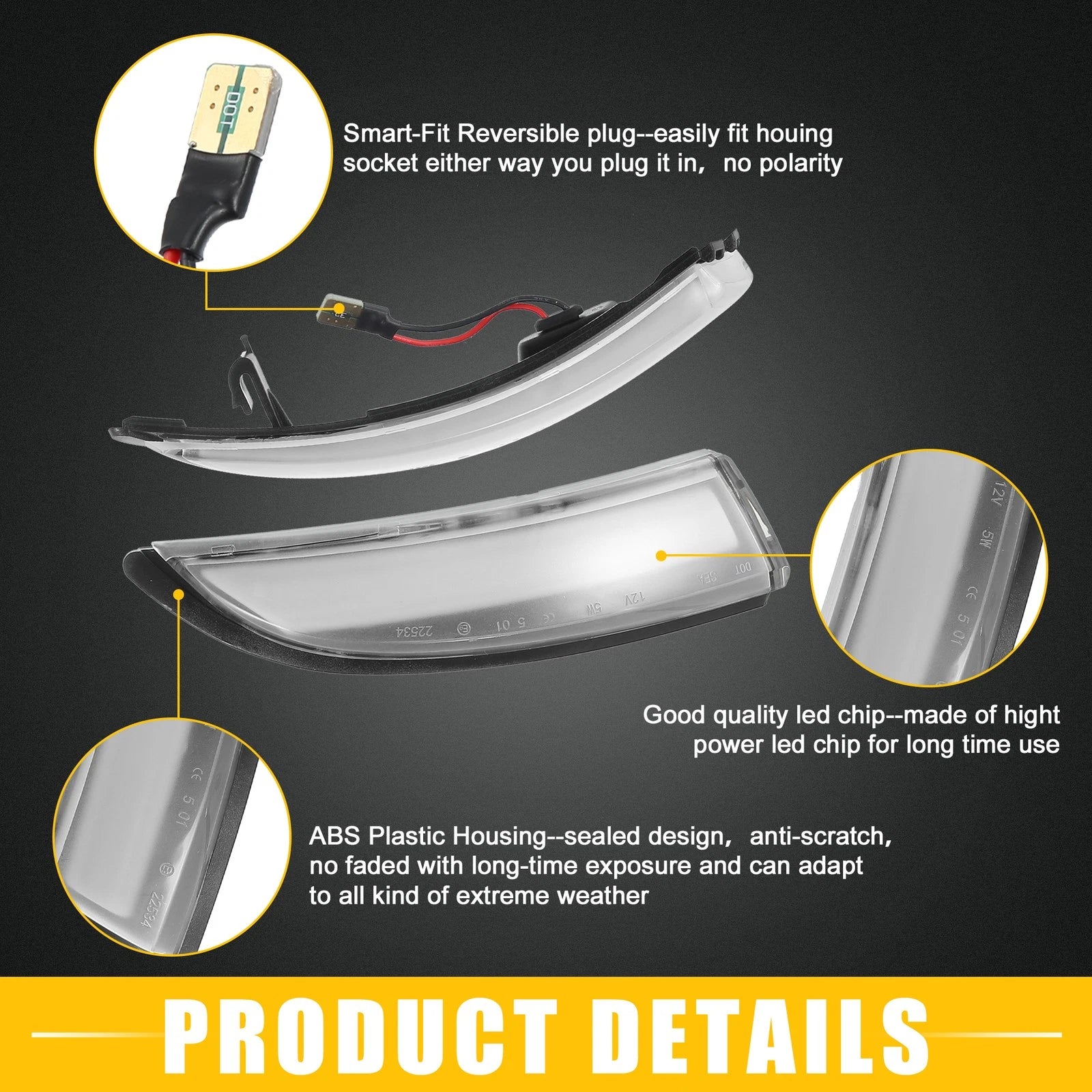Set of 2 Mirror Turn Signal Lights for Ford (8A61-13B381-AF)