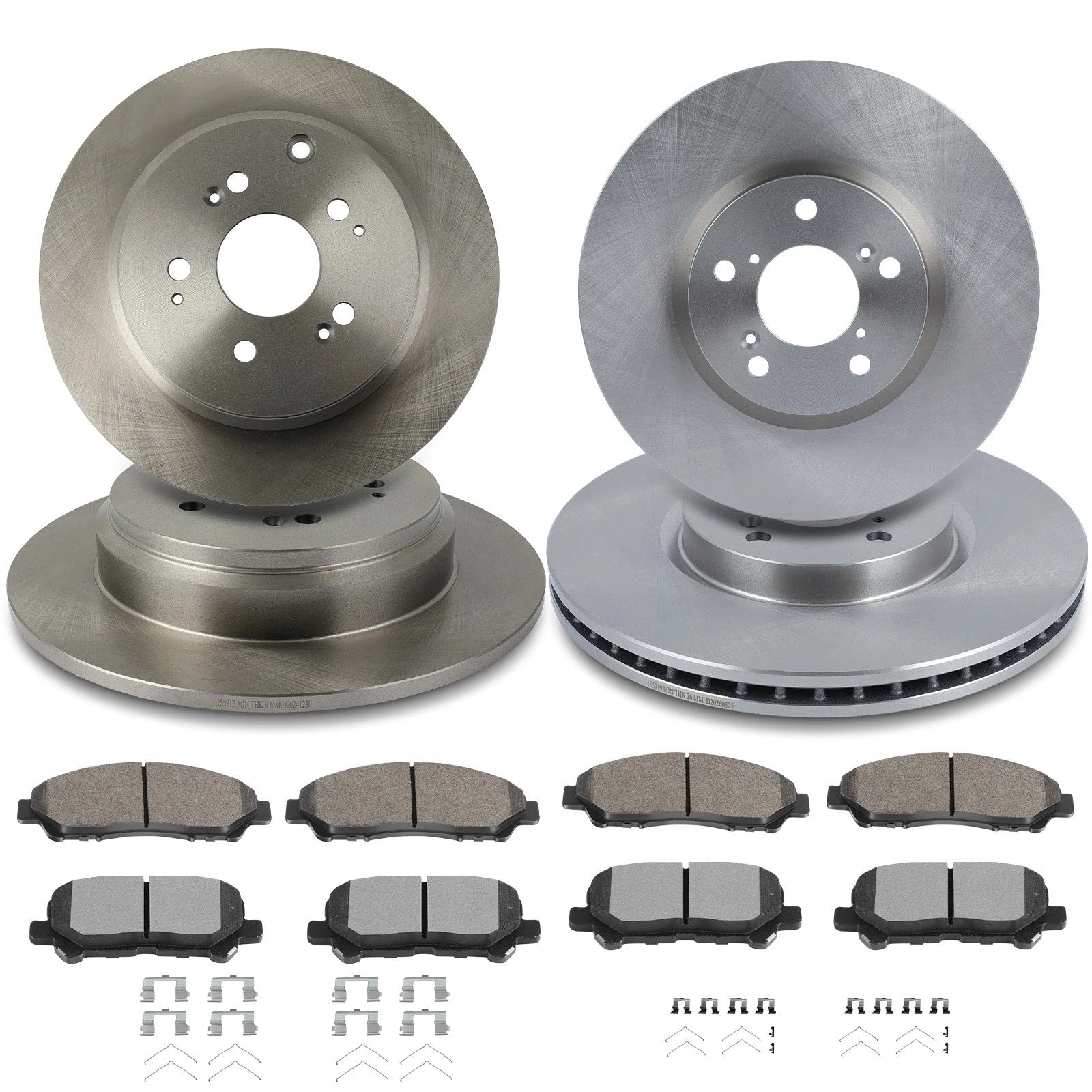 Front & Rear Brake Rotors & Pads for Honda Pilot Acura MDX ZDX (2003–2021) 31468 31469