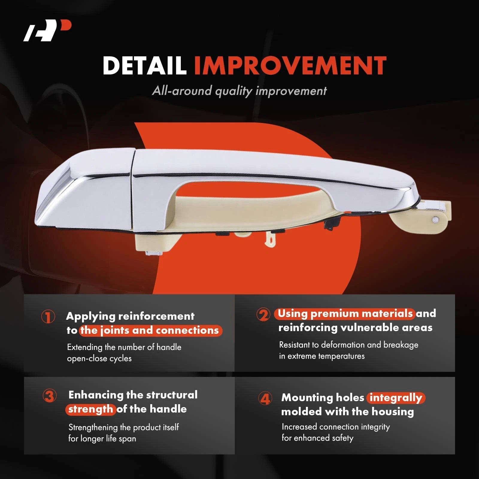 2X Rear Chrome Exterior Door Handle for Kia Sedona, Hyundai Entourage (2006–2012)