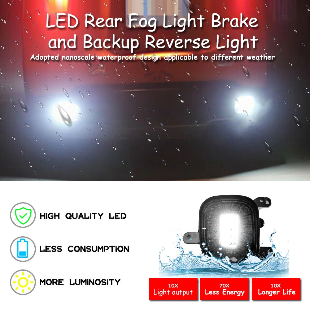 3D LED Smoke Rear Bumper Reflector for Jeep Renegade (2015–2022)