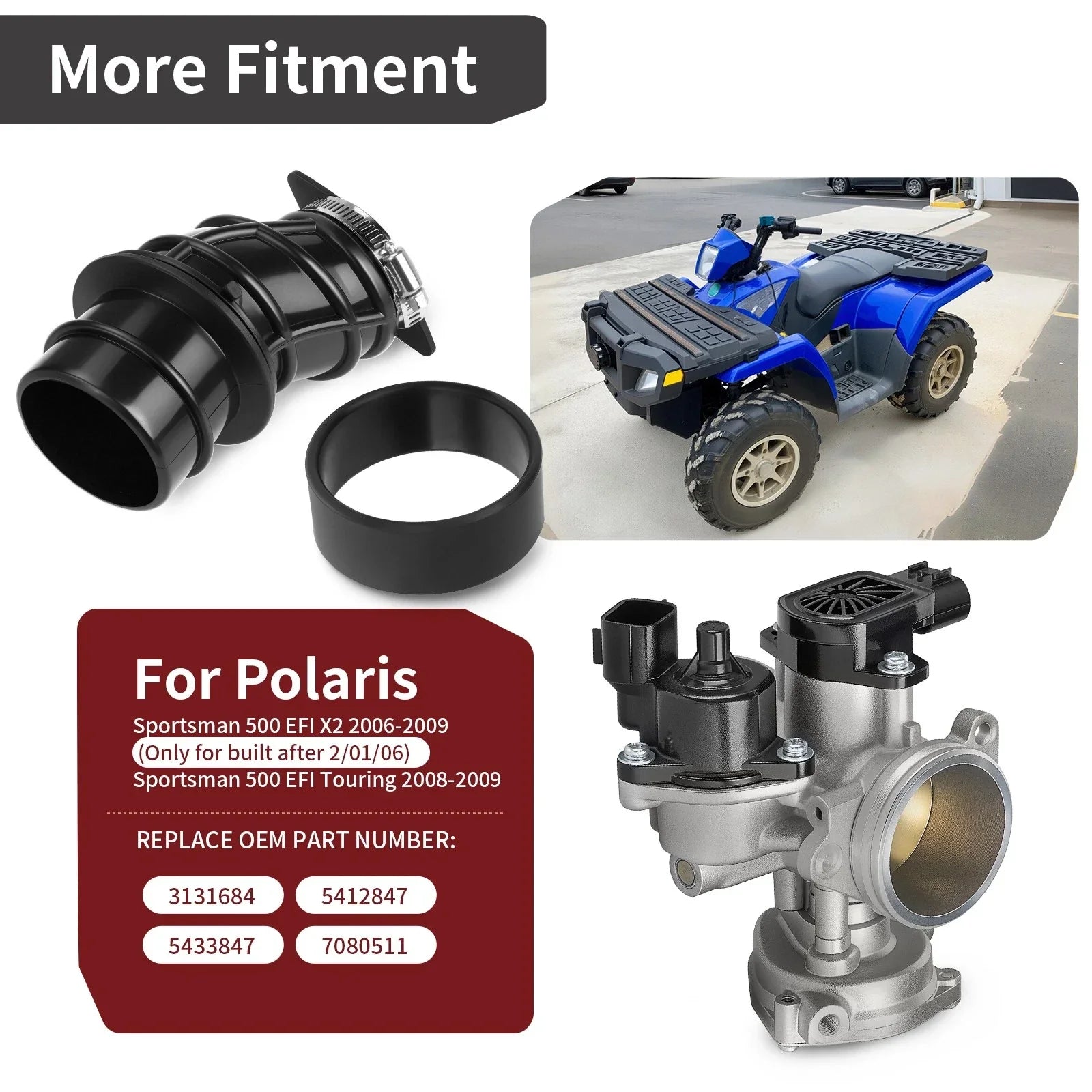 Throttle Body with Carb Boot for Polaris Sportsman X2 500 EFI (2006–2009)