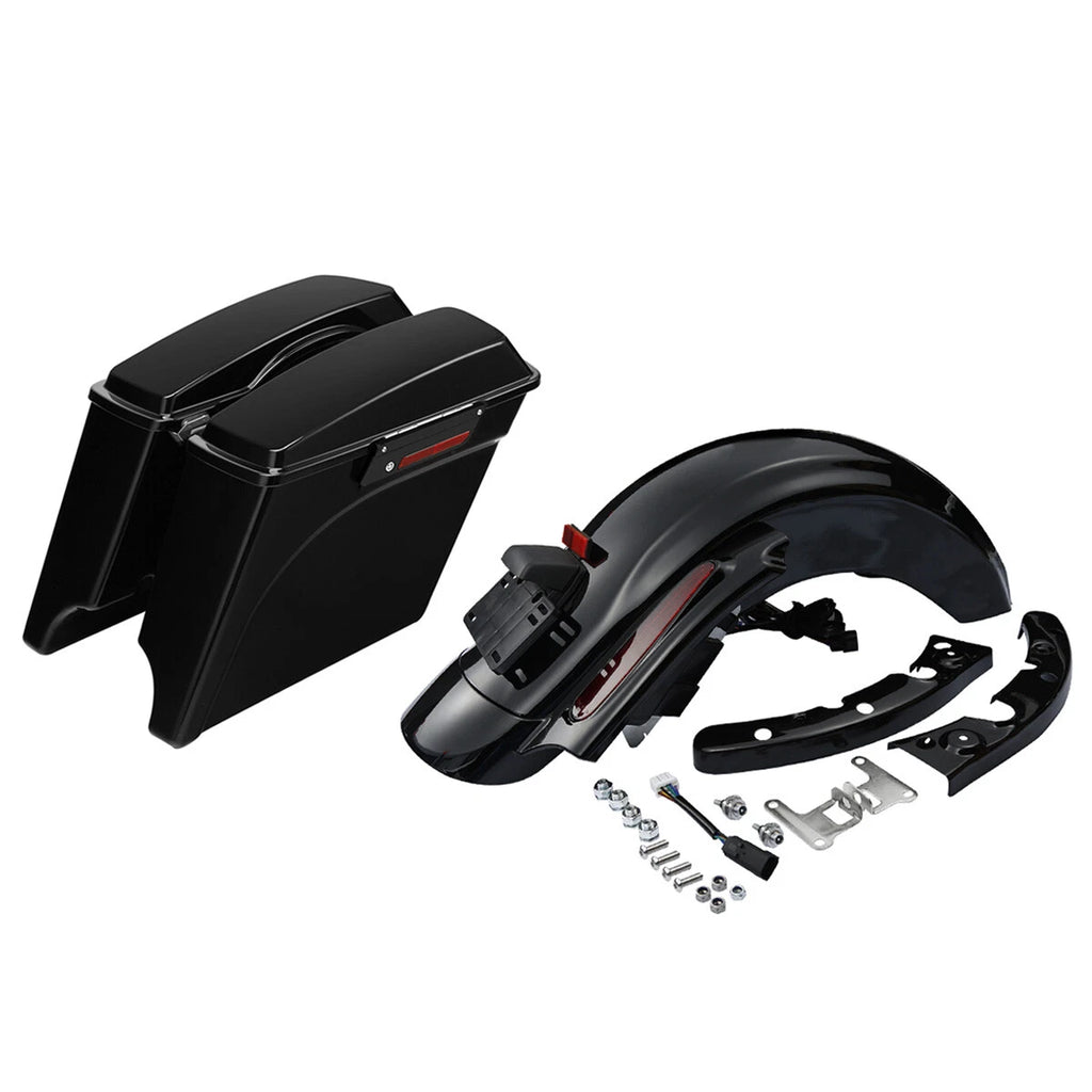 5" Stretched Hard Saddlebags & Rear Fender for Harley Road King Glide (2009–2013)