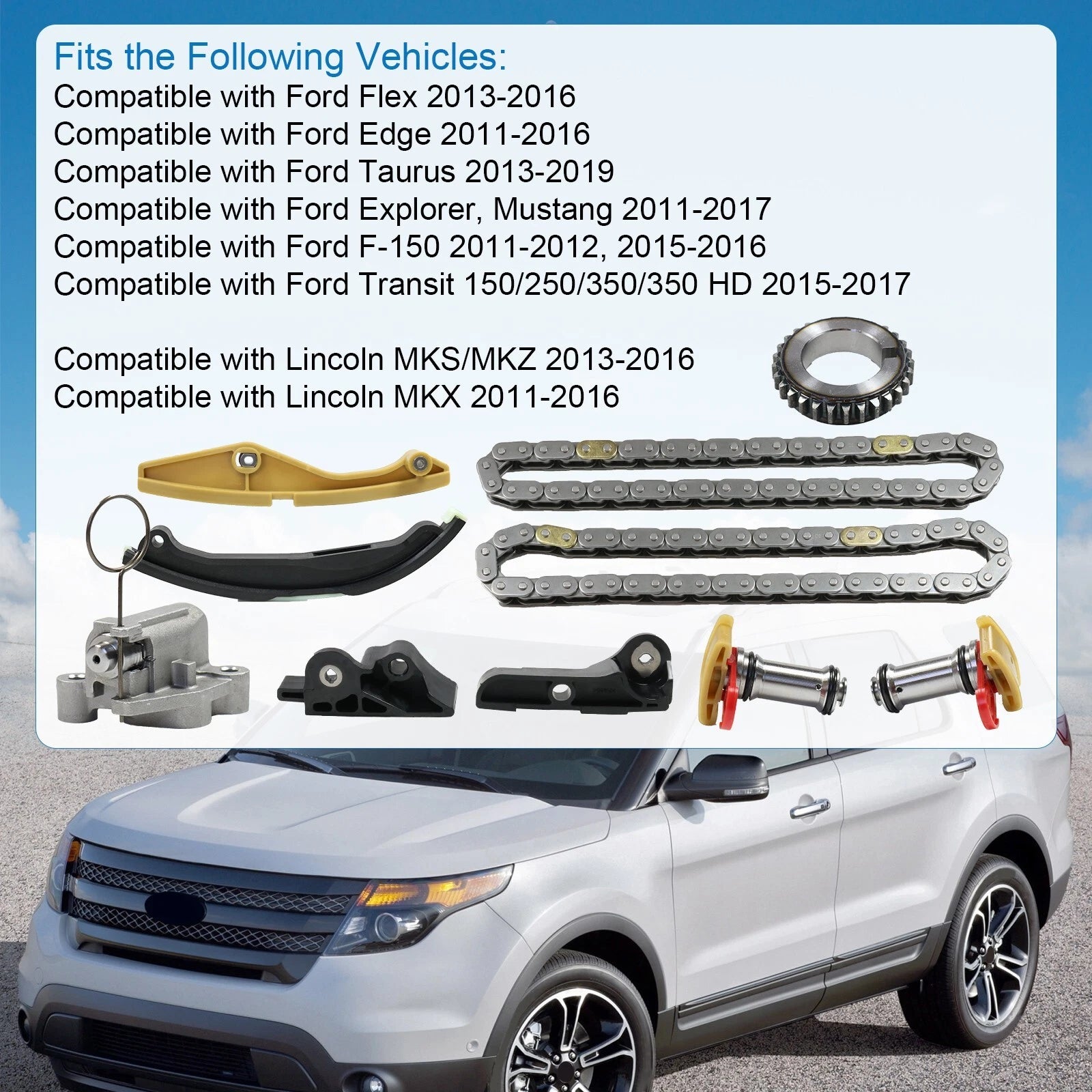 Timing Chain Kit for Ford Edge F150 Mustang Flex Taurus Lincoln (2011-2014)