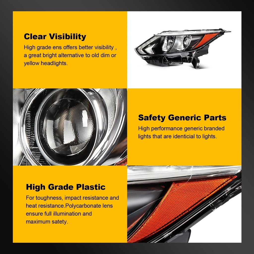 Headlight Assembly for Nissan Rogue Sport (2017–2019) Left + Right Pair