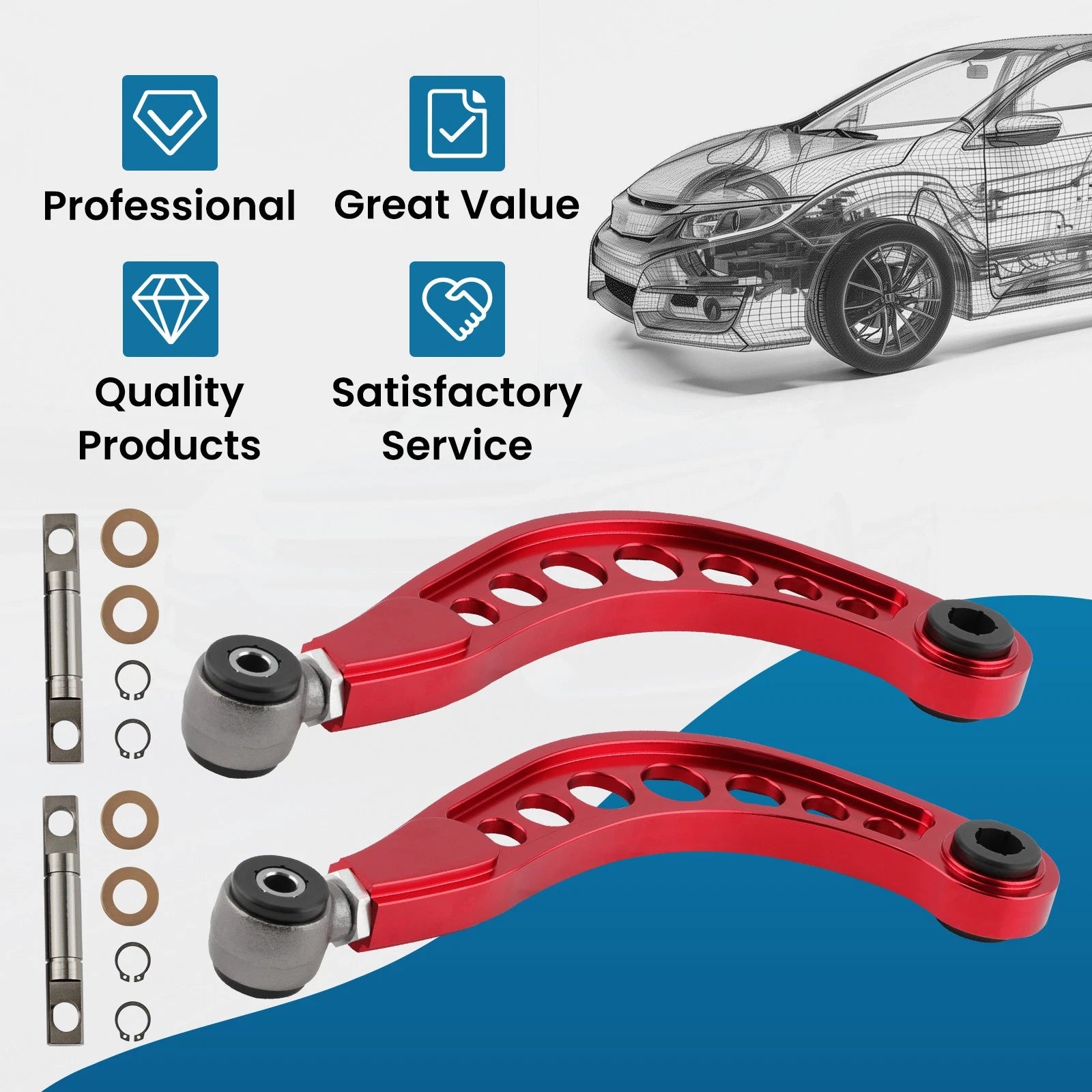 Aluminium Rear Adjustable Upper Camber Arm Kit for Honda Civic (2006–2015)