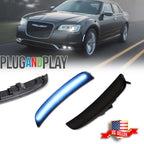 2X Smoked Lens Ice Blue LED Front Side Marker Lights for Chrysler 300 (2015–2023)