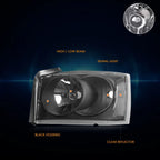 Factory Style Headlights for Dodge Dakota (2005–2007) Black Housing Clear Corner