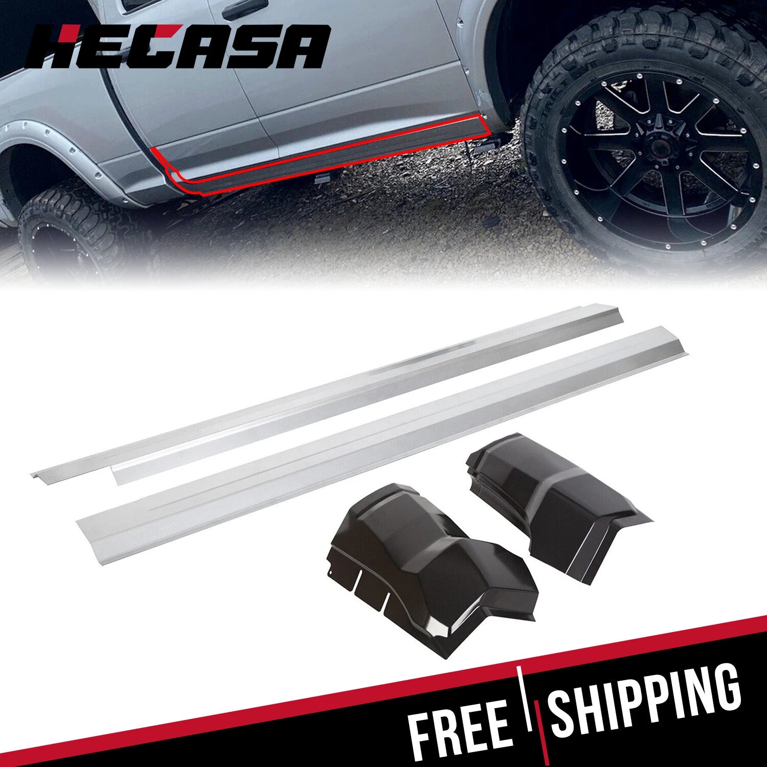 Set of 2 Outer Rocker Panels & Cab Corners for Dodge Ram (2009–2018)