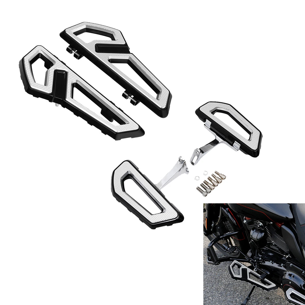 Front & Rear Floorboard Footboards for Harley Touring (1993–2024)