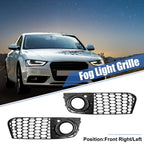 Pair Front Fog Light Grille Cover for Audi A4 B8 (2009–2011) 8KD807682 Black