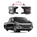 Set of DRL/Signal LED Tube Dual Projector Headlights for Ford F150 (2018–2020)