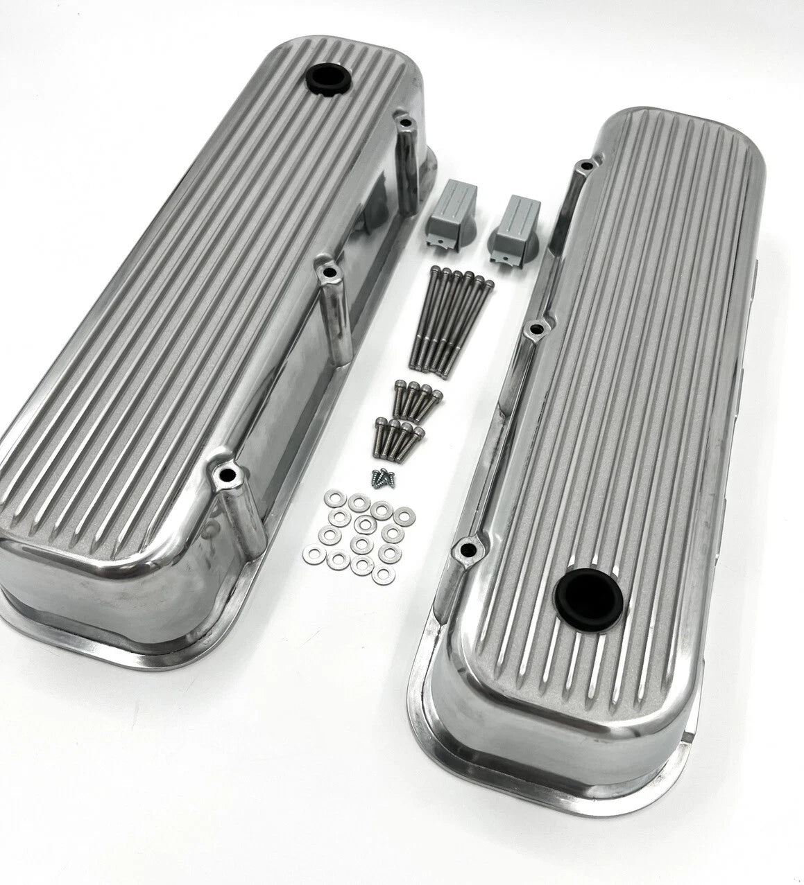 Polished Aluminum Valve Covers Tall Finned Replacement for BBC 396 402 427 (1963–1970)